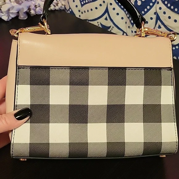 Michael Kors Black Cream Checkered Crossbody Satchel - Picture 3 of 8